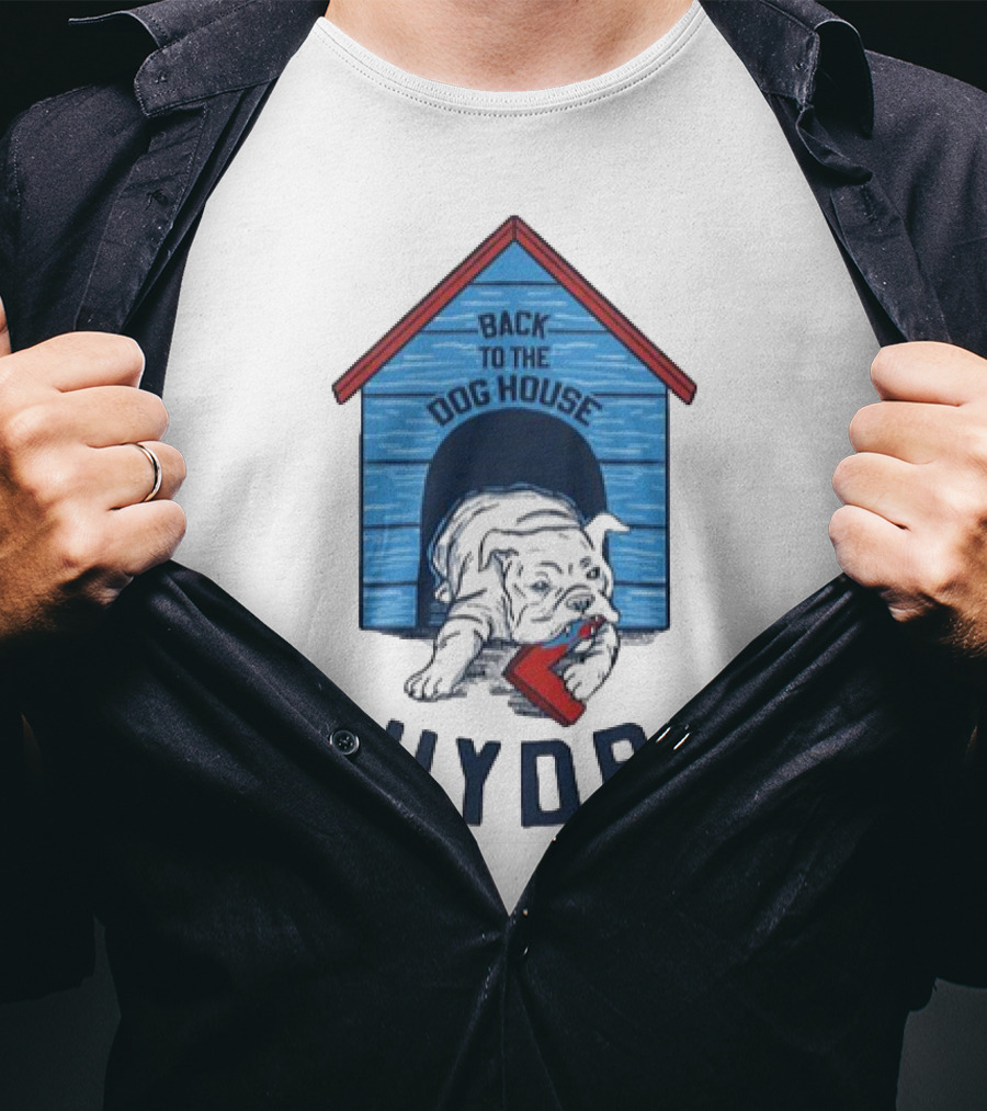 Back To The Dog House HYDR Bulldog With Doghouse And Letter C T-Shirt