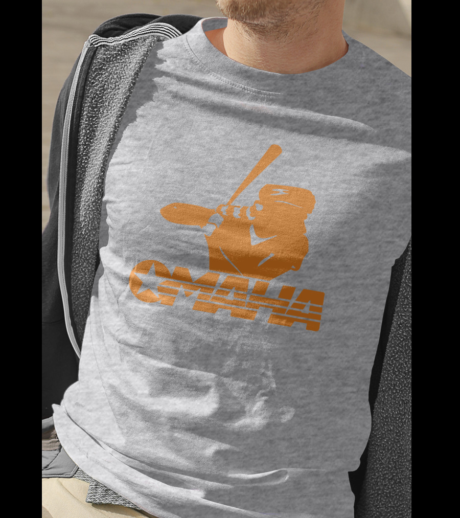 TN Omaha Baseball Silhouette With Star In Orange T-Shirt