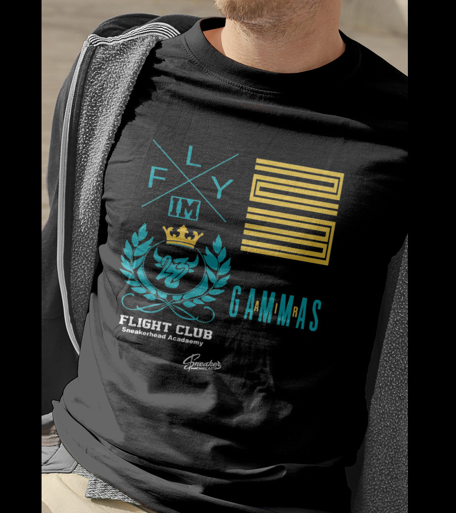 Jordan 11 Gamma Blue Flight Club Sneakerhead Academy Fly Gammas Gammas 23 Crown Laurels T-Shirt