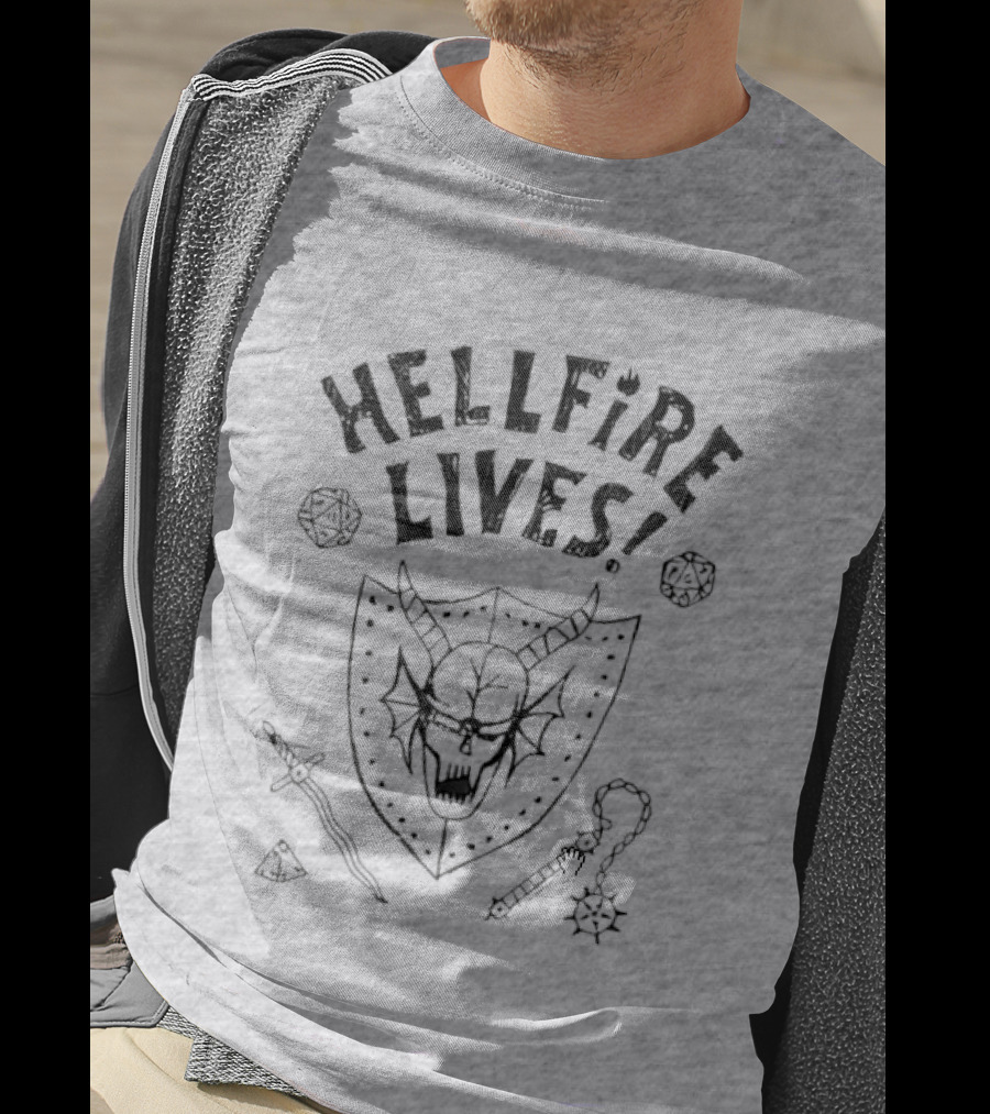 Hellfire Lives Stranger Things Hawkins High Hellfire Club Dustin Henderson Dungeon Master Lives T-Shirt