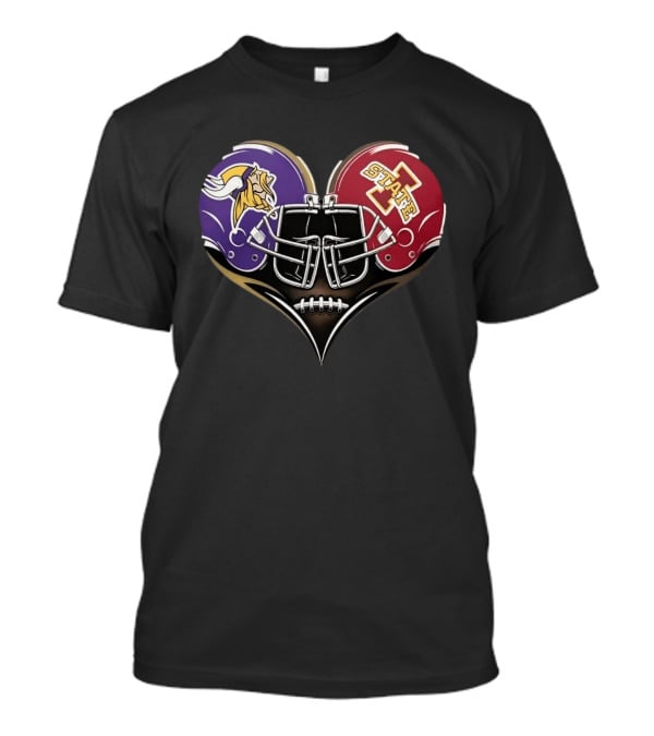 Minnesota Vikings Iowa State Cyclones Helmets Football Heart Fans T-Shirt