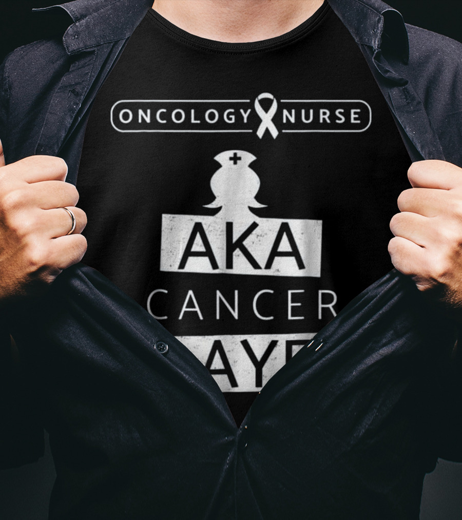 Oncology Nurse Ribbon AKA Cancer Slayer Bold Empowering Text T-Shirt