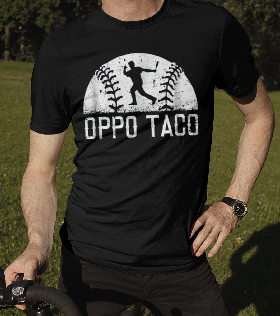 Oppo Taco Baseball Batter Silhouette With Stitching T-Shirt