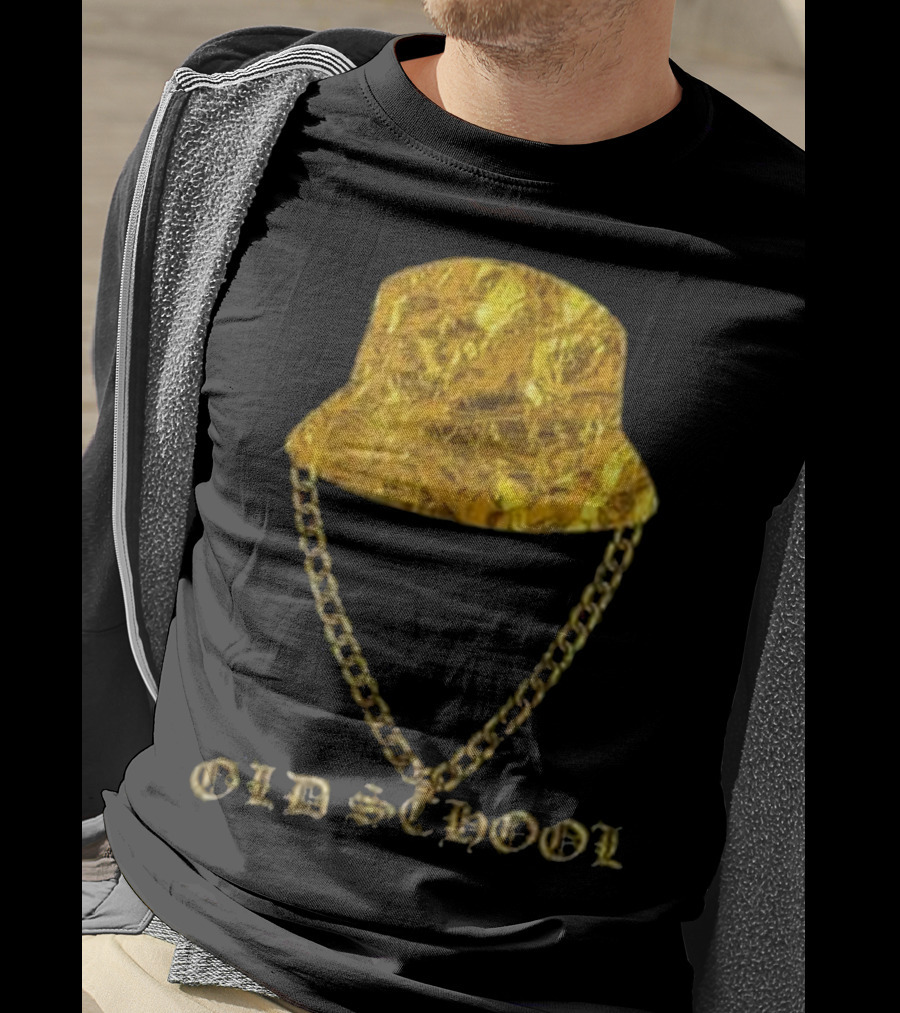 Old School 80s Hip Hop Gold Chain Bucket Hat T-Shirt