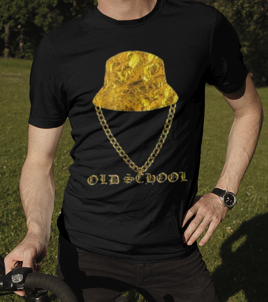 Old School 80s Hip Hop Gold Chain Bucket Hat T-Shirt