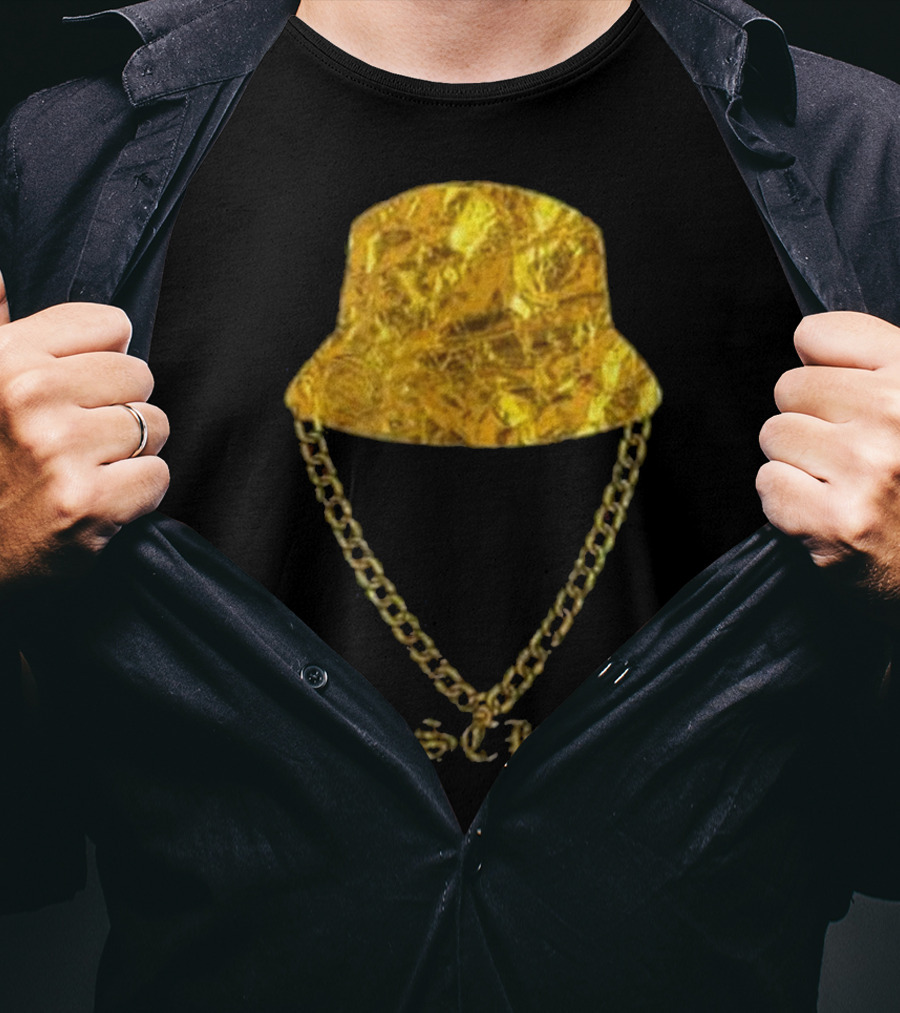 Old School 80s Hip Hop Gold Chain Bucket Hat T-Shirt