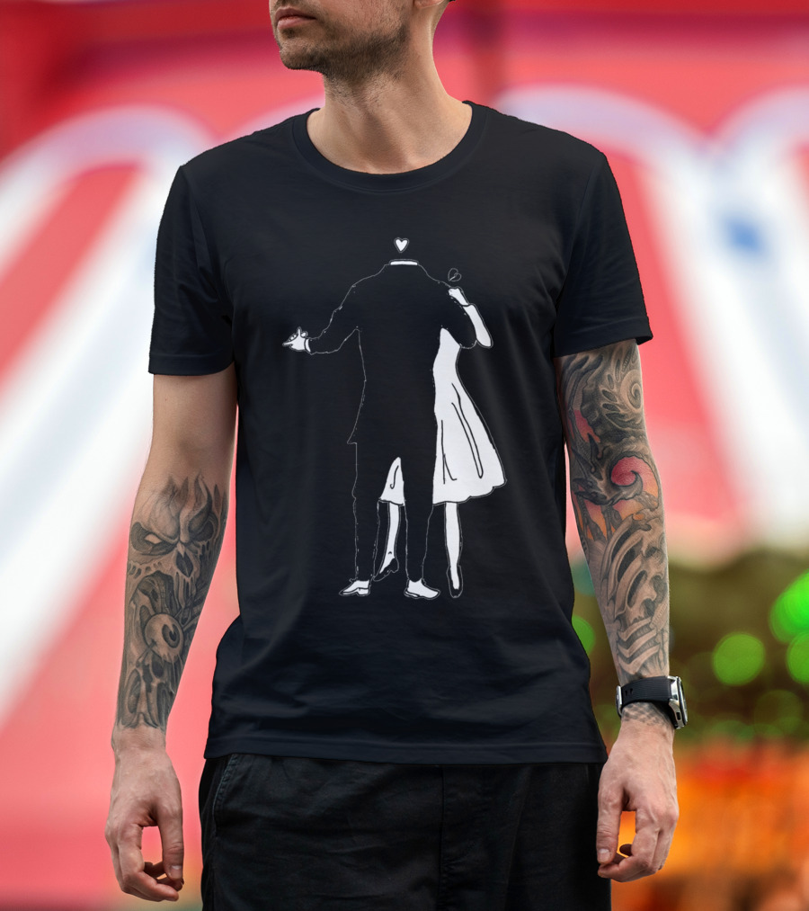 It Takes Two Dancing Couple Silhouette with Hearts T-Shirt