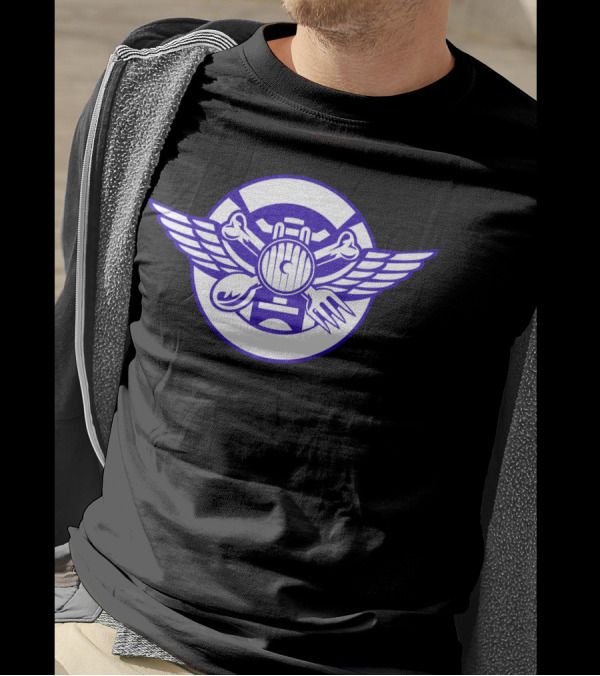 Crossed Spoon And Fork Headlamp Circle Winged T-Shirt