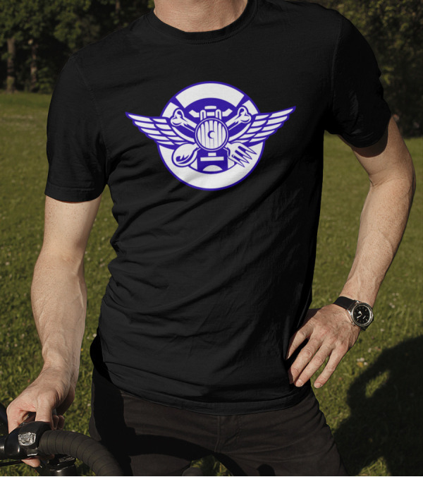 Crossed Spoon And Fork Headlamp Circle Winged T-Shirt