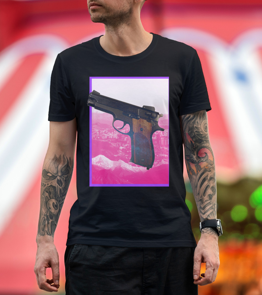 El Yayo Pink Mountain City Gun T-Shirt