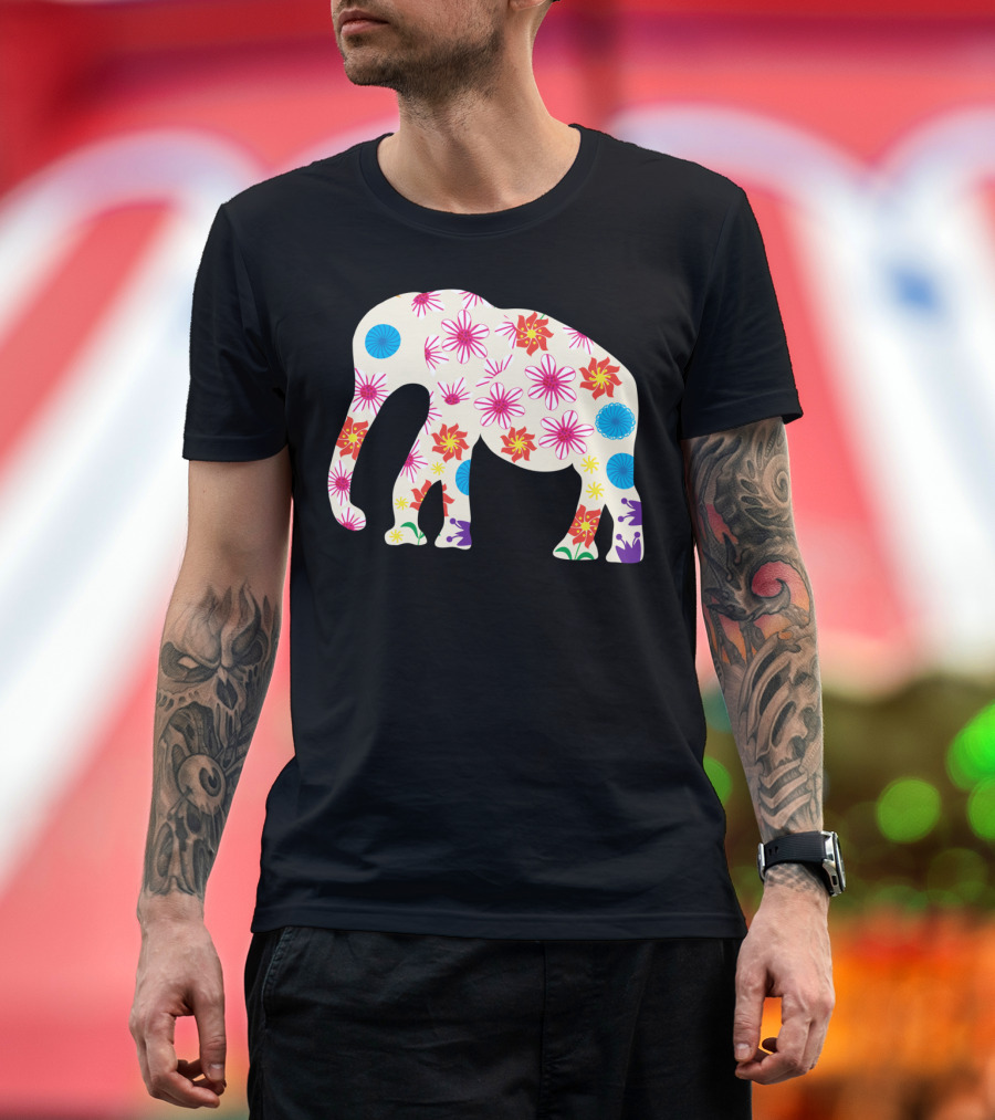 Floral Elephant Multicolor Flower T-Shirt