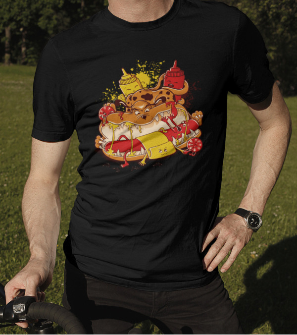 Run Sosis Hotdog Ketchup Mustard Comedy Escape T-Shirt