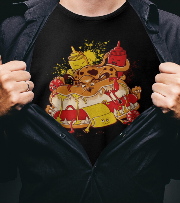 Run Sosis Hotdog Ketchup Mustard Comedy Escape T-Shirt