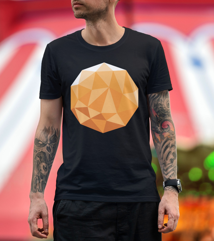 Geometric Comet Orange Polyhedron T-Shirt