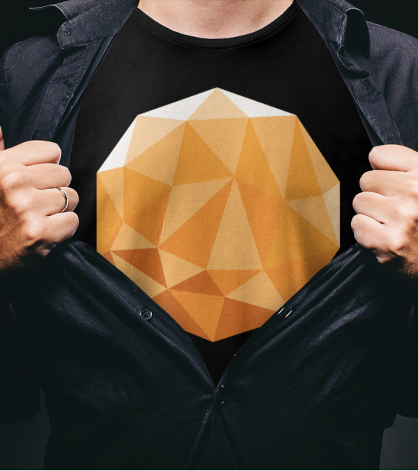 Geometric Comet Orange Polyhedron T-Shirt