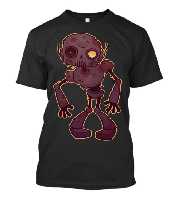 Rusty Zombie Robot Cartoon Character T-Shirt