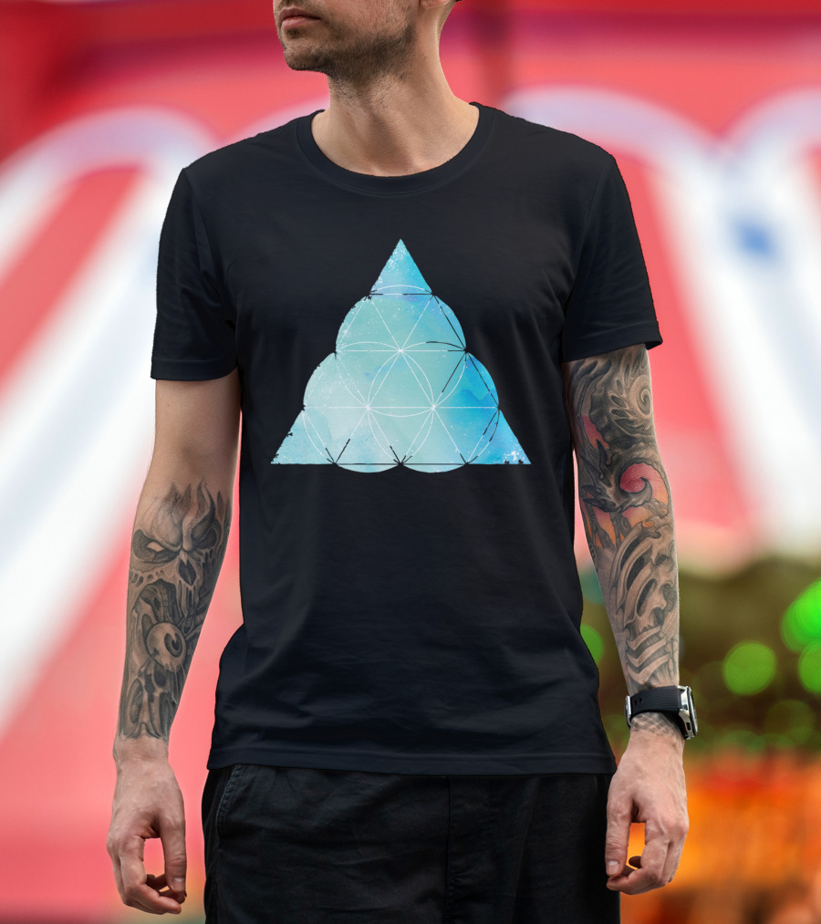 Sacred Geometry Watercolour No5 Blue Triangle T-Shirt
