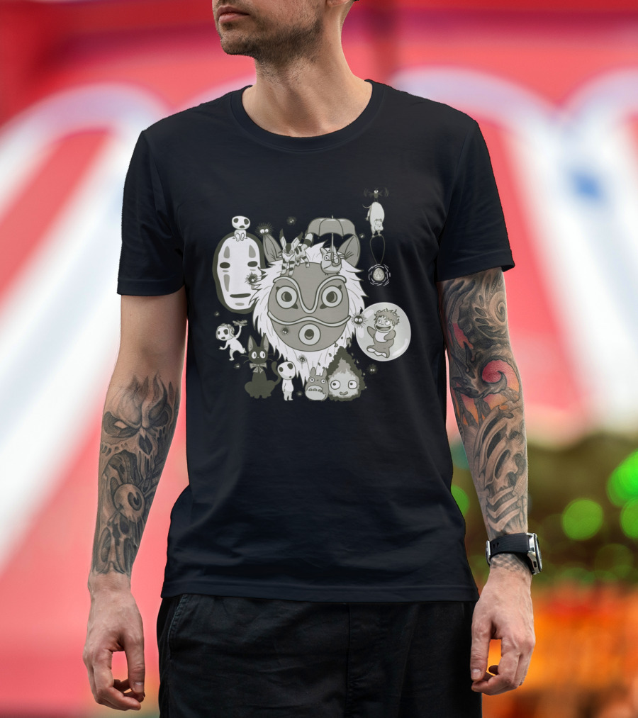 Studio Ghibli My Sweet Friends Totoro Spirited Away Princess Mononoke Characters T-Shirt