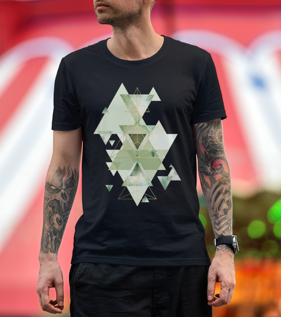 Geometric Generation T Green Triangles Abstract Shapes T-Shirt