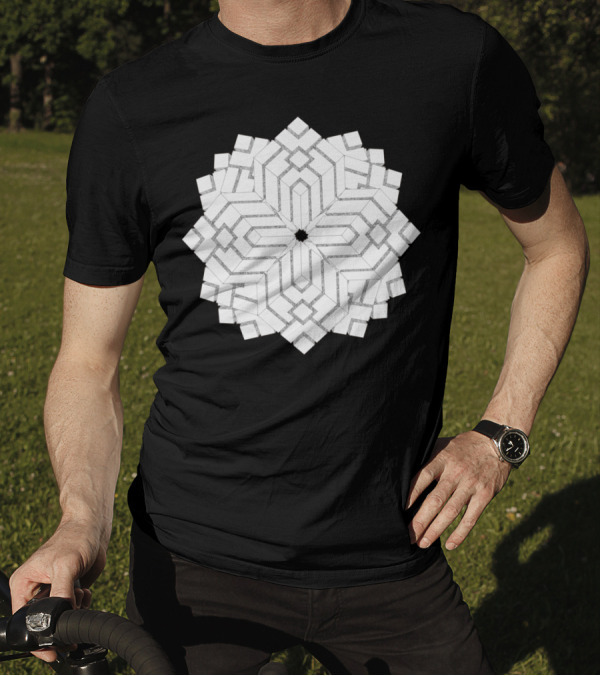 Cube Vision Geometric Interlocking Pattern Optical T-Shirt
