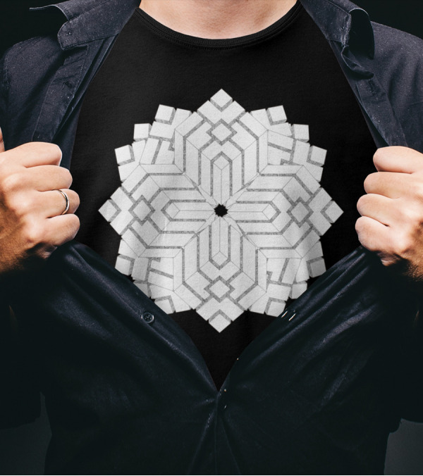 Cube Vision Geometric Interlocking Pattern Optical T-Shirt
