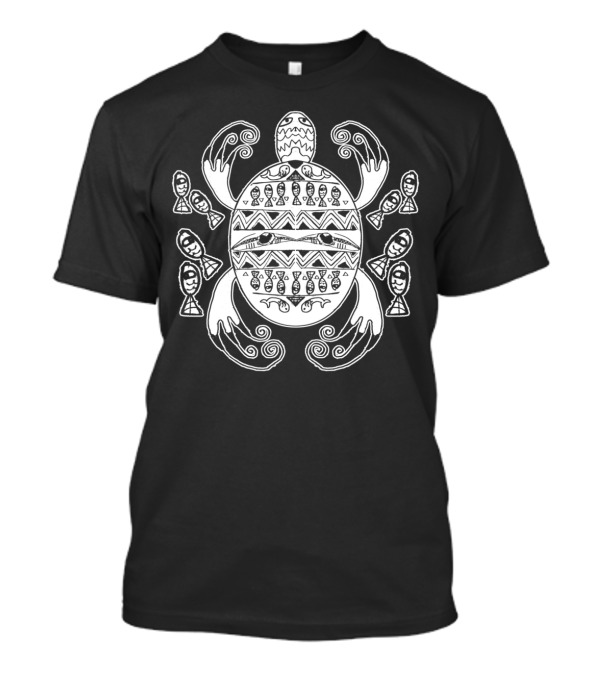 Flow Of Life Turtle Pattern With Fish Swirl T-Shirt