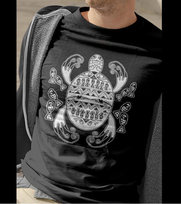 Flow Of Life Turtle Pattern With Fish Swirl T-Shirt