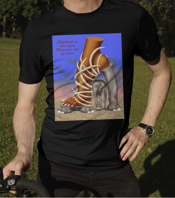 Elephant In The Room Running Out Of Room Trunk Foot And Tusks T-Shirt
