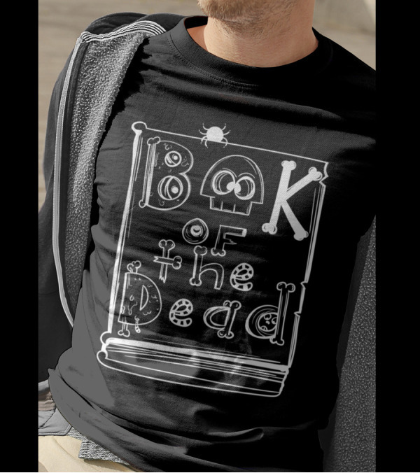 Book Of The Dead Skull And Bones Typography Halloween T-Shirt