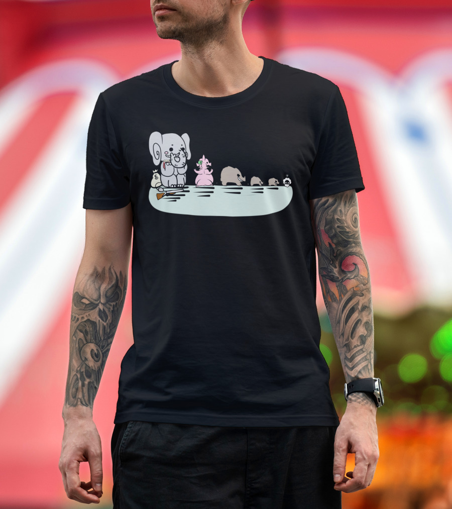 Elephant In The Room Evolution Cartoon with Money Bag and Paintbrush T-Shirt