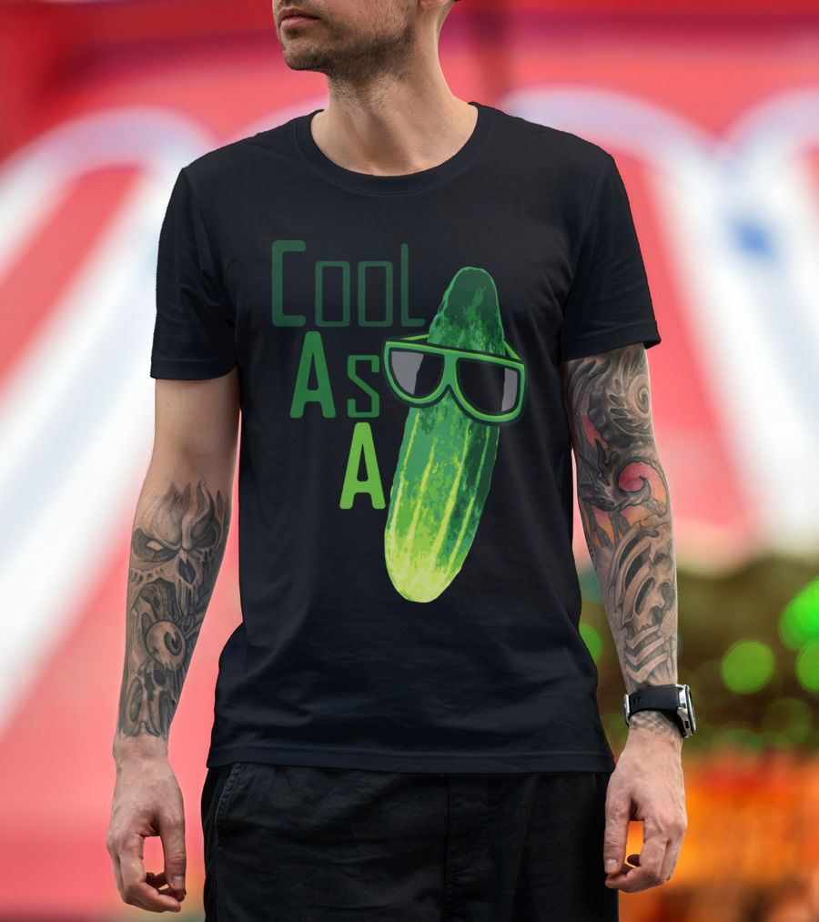 Cool As A Cuke T-Shirt with Sunglasses Cucumber T-Shirt