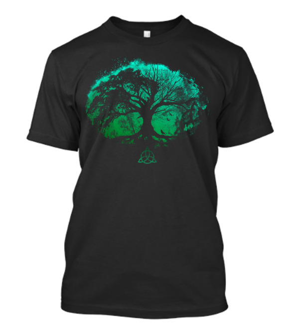 Tree Of Life Celtic Triquetra Symbol Green Forest T-Shirt