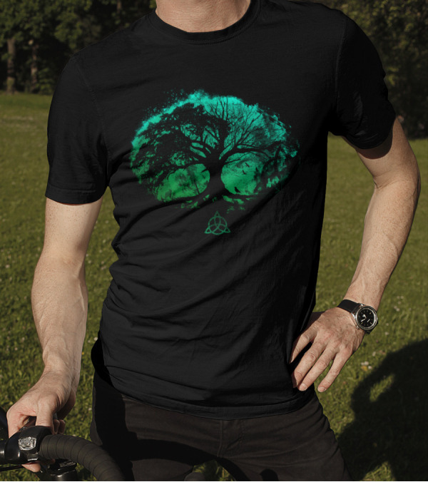 Tree Of Life Celtic Triquetra Symbol Green Forest T-Shirt