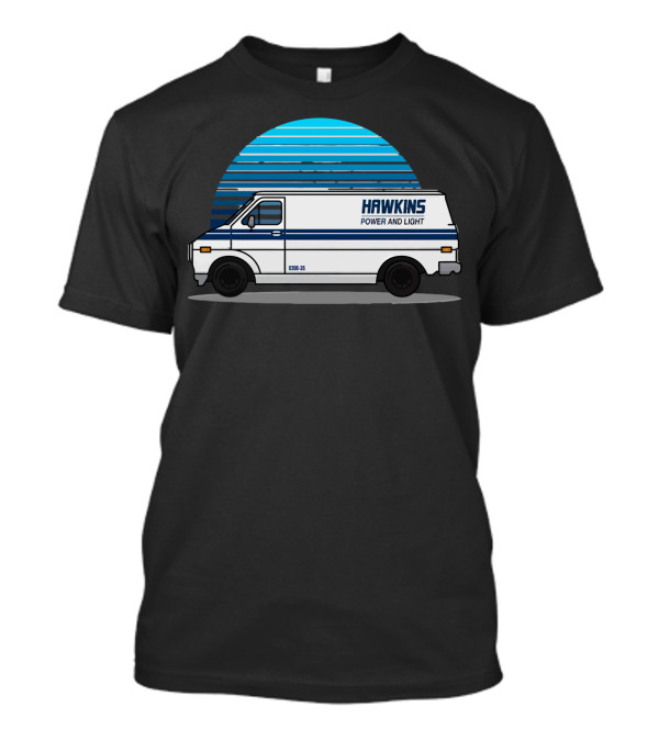 Hawkins Power And Light Van Retro Style With Blue T-Shirt