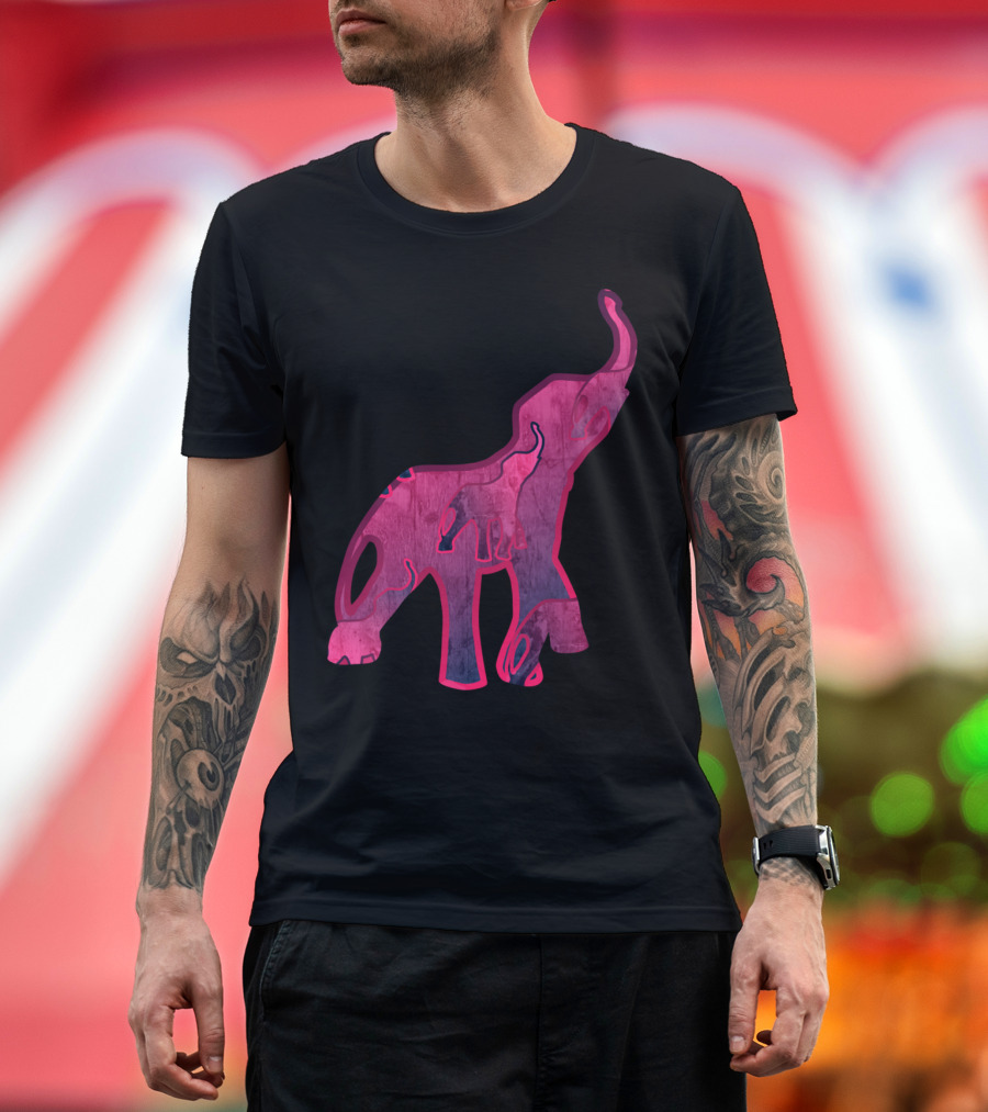 Elephants Design Pink Multilayered Elephants T-Shirt