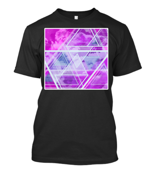 Triangle Square Geometrical Clouds In Pink And Purple Sky T-Shirt