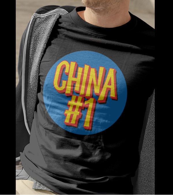 CHINA #1 Bold Retro Style Text On Blue Circle T-Shirt