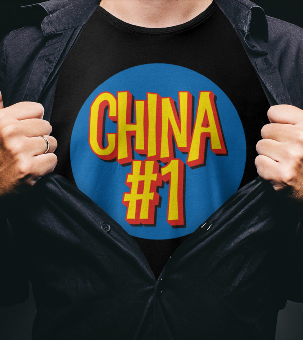 CHINA #1 Bold Retro Style Text On Blue Circle T-Shirt