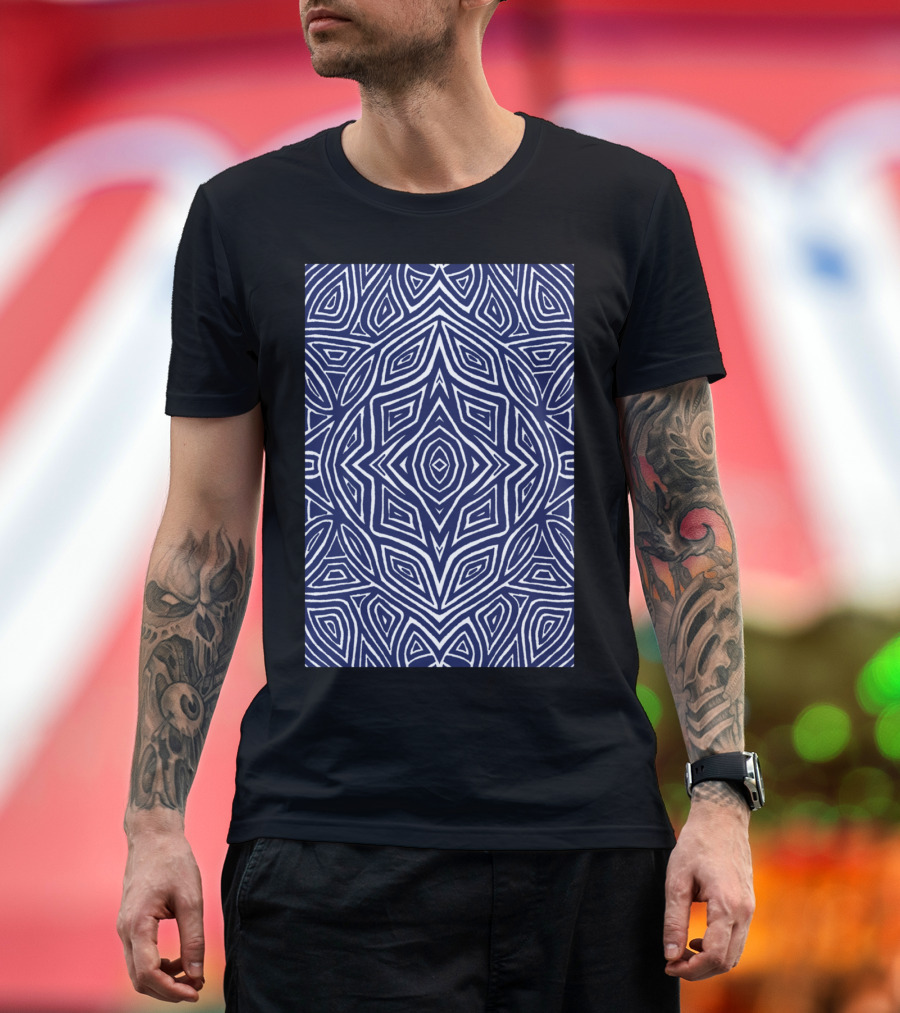 Navy Rose Chas Intricate Geometric T-Shirt