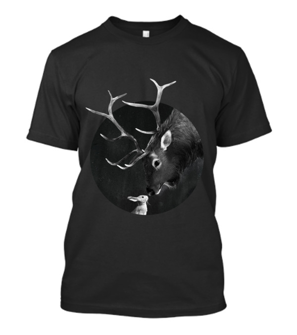 Elk And Rabbit Harmony In Forest Circle T-Shirt