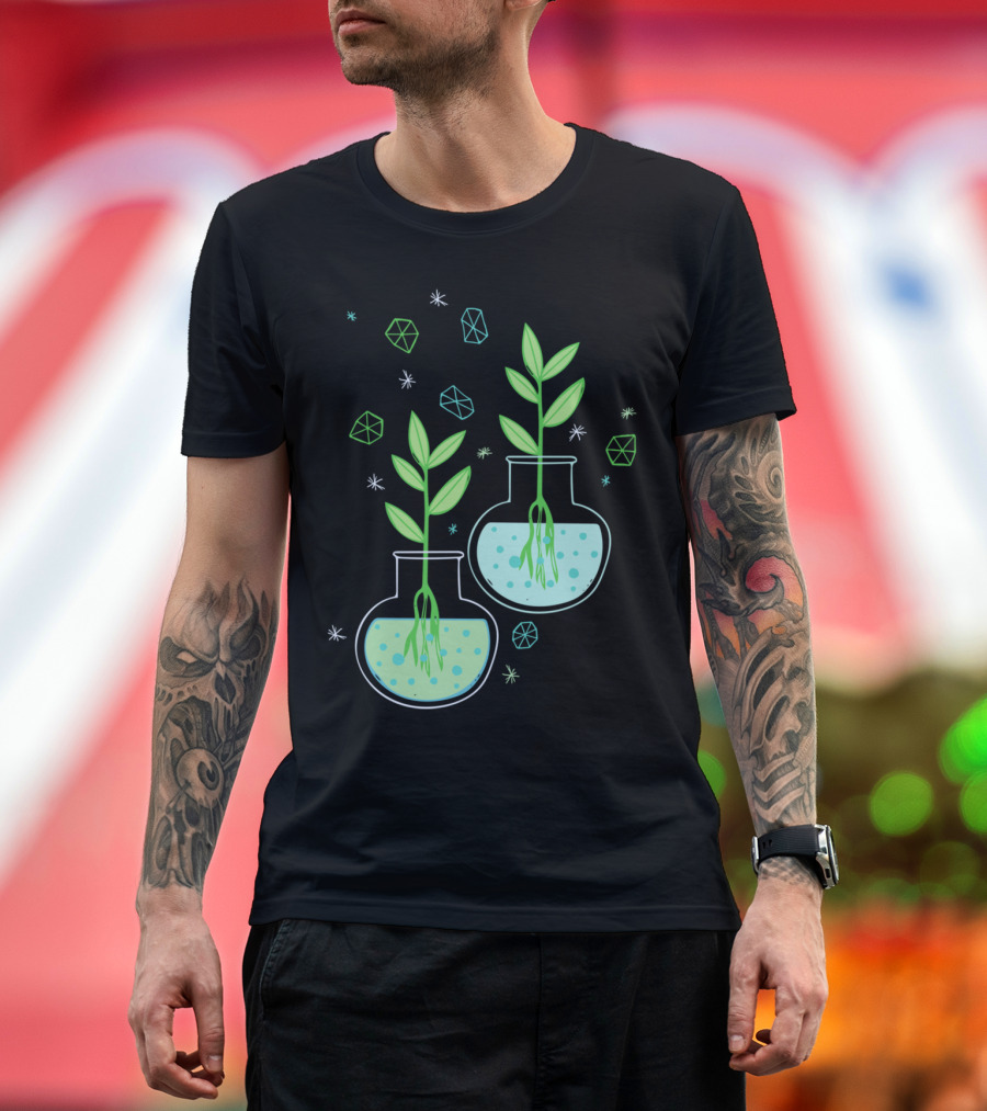 Botany Science Experiment with Plants and Geometric Shapes T-Shirt
