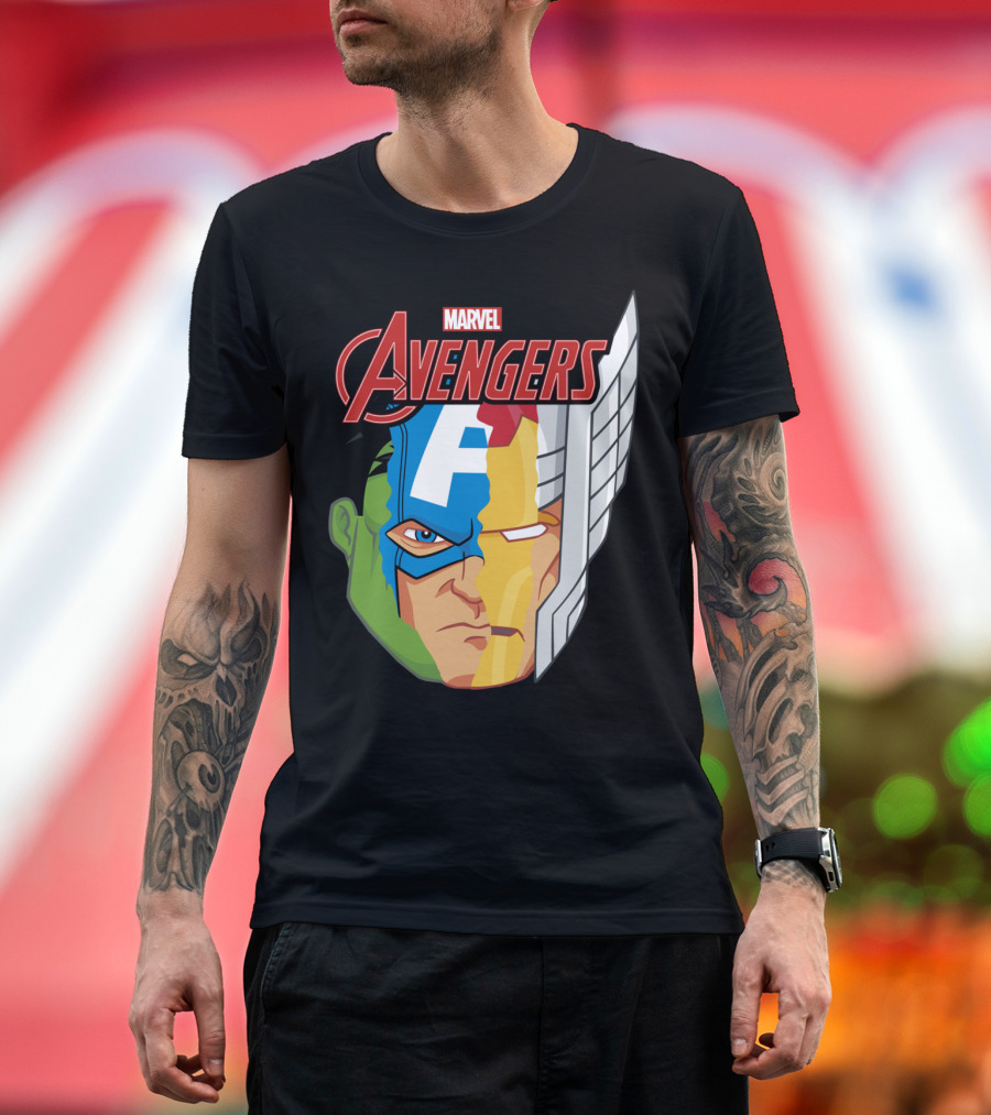 Marvel Avengers Character Face Mash Up T-Shirt