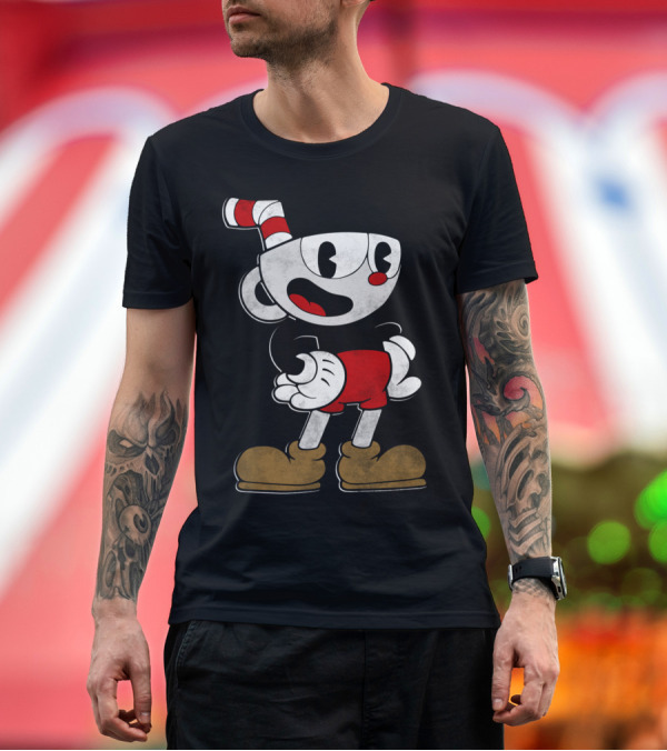 Premium T-Shirt: Cuphead Classic Character Standing Pose T-Shirt Cuphead Classic Character Standing Pose T-Shirt