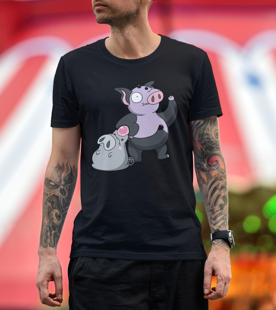 Bouncy Pigsr Playful Cartoon Characters T-Shirt