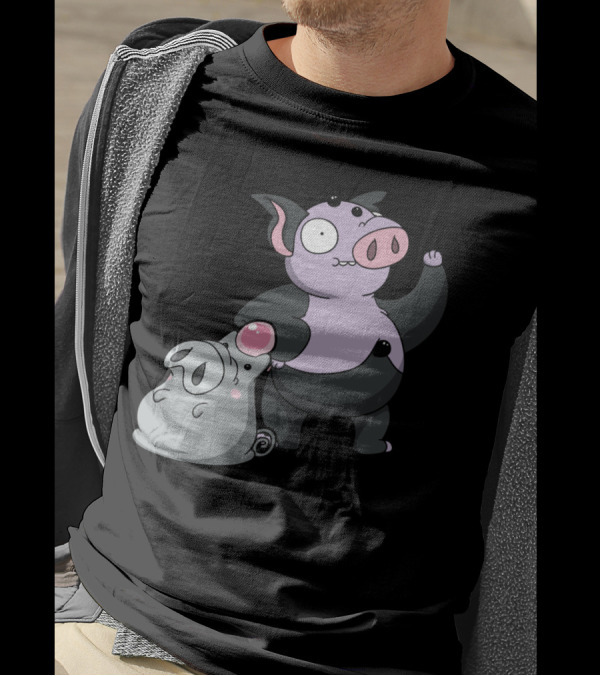 Bouncy Pigsr Playful Cartoon Characters T-Shirt