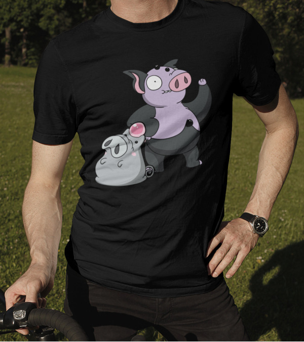 Bouncy Pigsr Playful Cartoon Characters T-Shirt