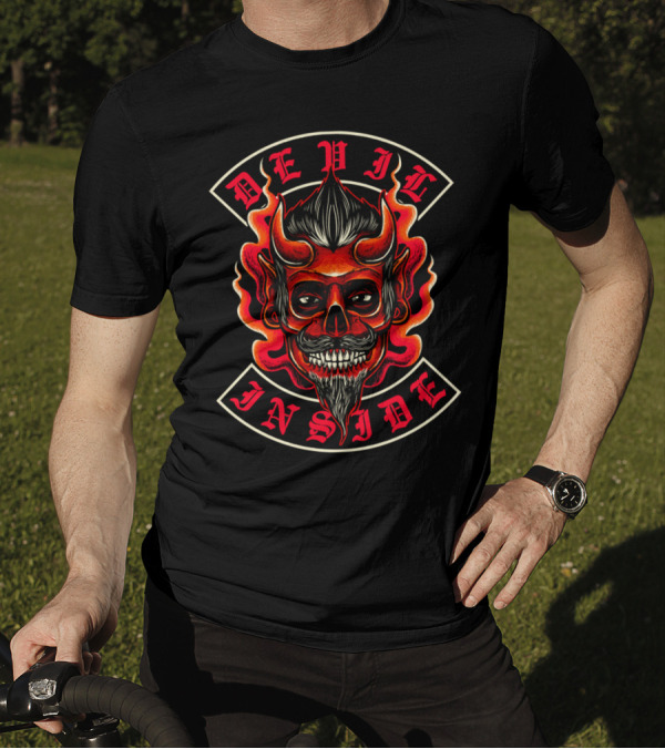 DEVIL INSIDE Flame Skull Demon T-Shirt