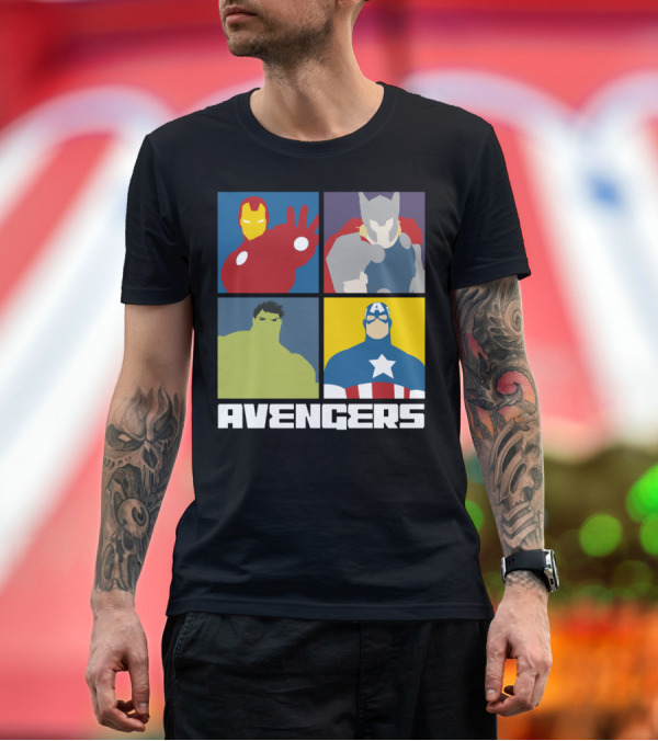 Premium T-Shirt: Avengers Iron Man Thor Hulk Captain America Minimal Panels T-Shirt Avengers Iron Man Thor Hulk Captain America Minimal Panels T-Shirt
