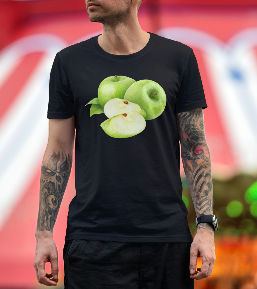Cut Green Apples with Leaves T-Shirt