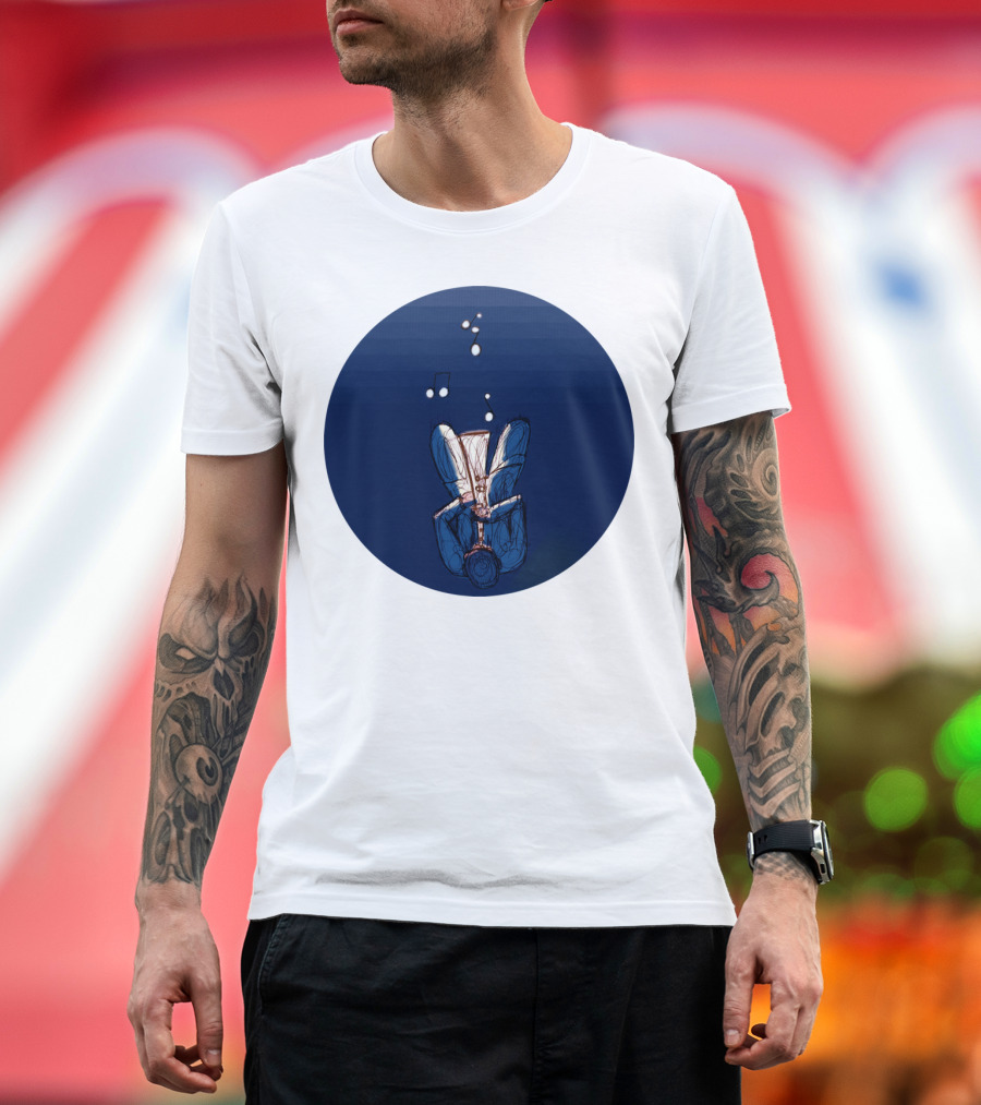 Jazz Oceanr Upside Down Music Notes Sketch T-Shirt